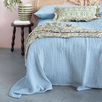Cotton Jacquard Kantha Stitched Bed Cover Set King