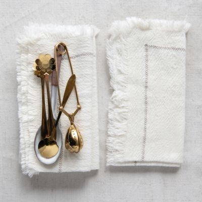 Cotton Woven Cloth Napkin With Fringe Set of 4