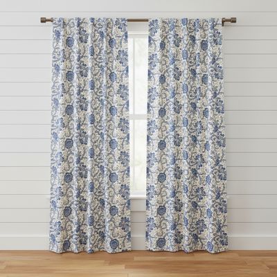 Country Chic Floral Pattern Curtain Panel Set of 2