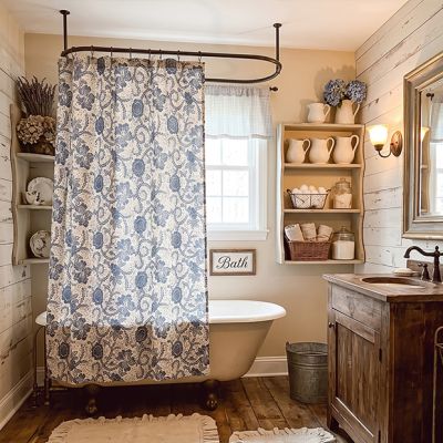 Country Chic Floral Pattern Shower Curtain