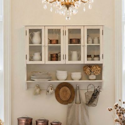 Country Cottage 4 Door Wall Cabinet with Hooks