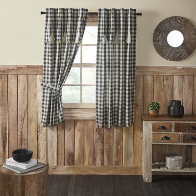 Country Cottage Check Scalloped Short Panel Set of 2