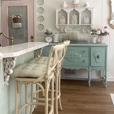 Country Cottage Rattan Seat Bar Stool
