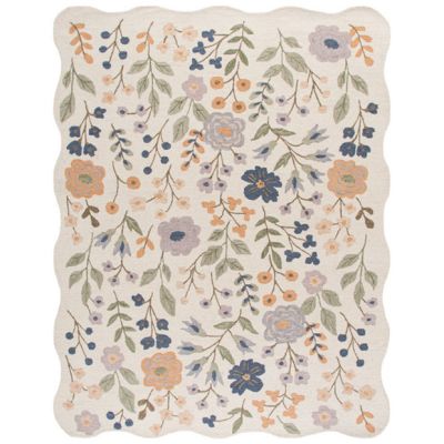 Country Cottage Scalloped Floral Area Rug