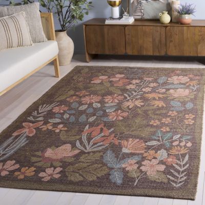 Country Farmhouse Floral Green/Blue Area Rug