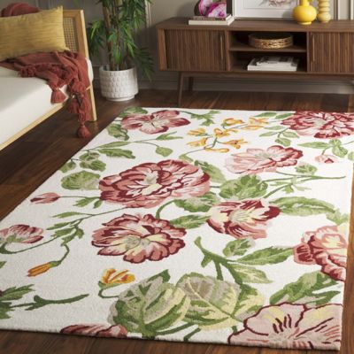 Country Floral Ivory/Pink Area Rug