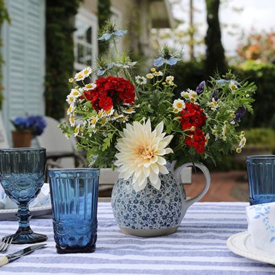 Country Floral Print Stoneware Pitcher