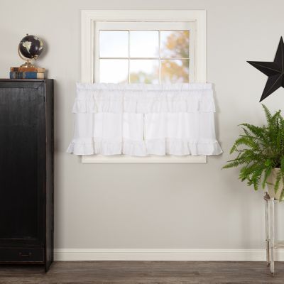 Country Manor Ruffled White Tier Curtain Set of 2