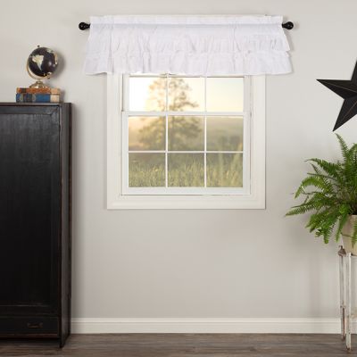 Country Manor Ruffled White Valance Curtain