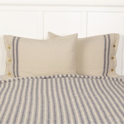 Countryside Cottage Denim Blue Stripe Standard Sham Set of 2