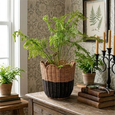 Countryside Cottage Scalloped Rattan Basket