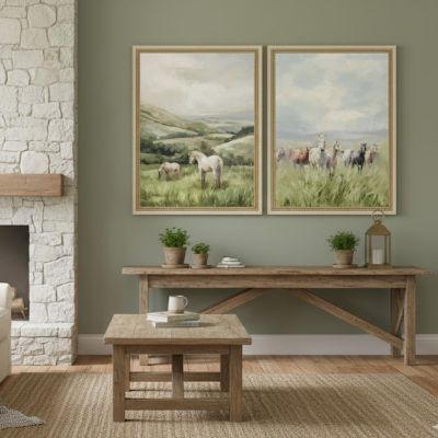 Countryside Horses Canvas Print Set of 2