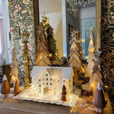 Cozy Christmas Village Cottage Tealight Holder