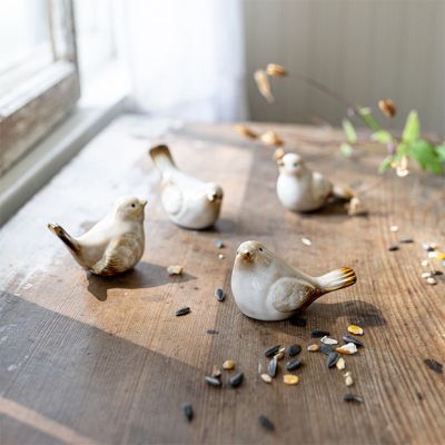 Cozy Cottage Ceramic Bird Figurines Set of 4