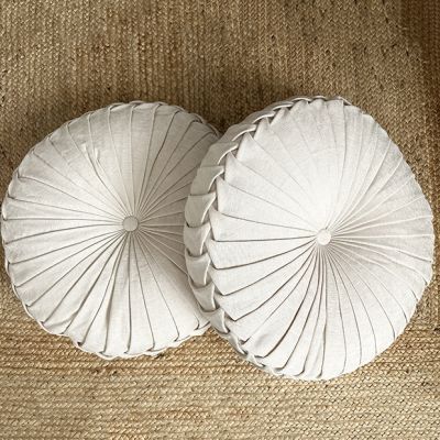 Cozy Cottage Round Floor Cushion Ivory