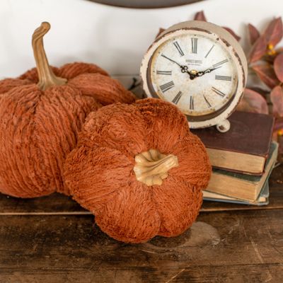 Cozy Fleece Pumpkin With Stem 6 inch