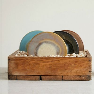 Crackle Glass Stoneware Coasters Set of 12