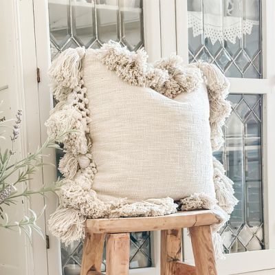 Cream Cotton Slub Pillow