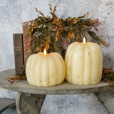 Cream Flameless Pumpkin Candle One of Each