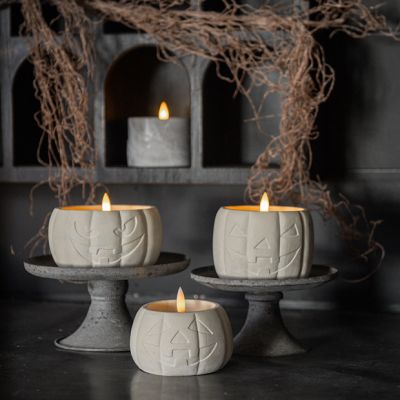 Cream Jack O Lantern Flameless Candle Set of 3