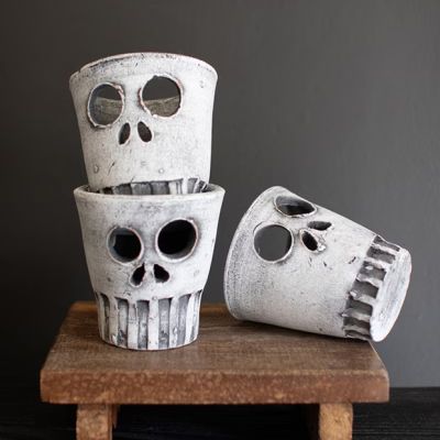 Creepy Skull Votive Holder Set of 3