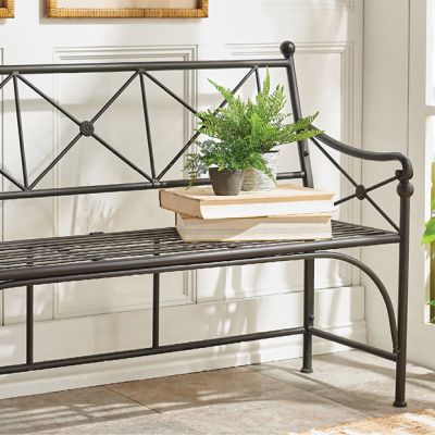 Criss Cross Square Metal Garden Bench