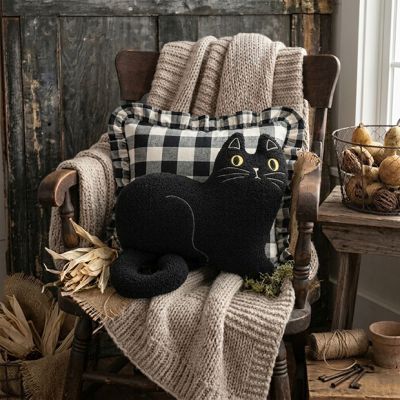Curious Black Cat Shaped Pillow