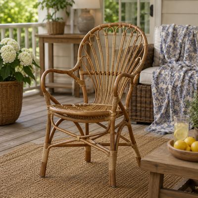 Curved Arm Rattan Dining Chair