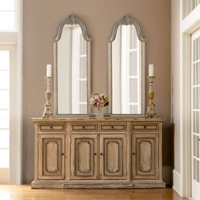 Curved Carved Wood Full Length Mirror