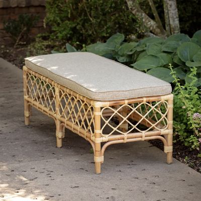 Cushion Top Rattan Seat Bench
