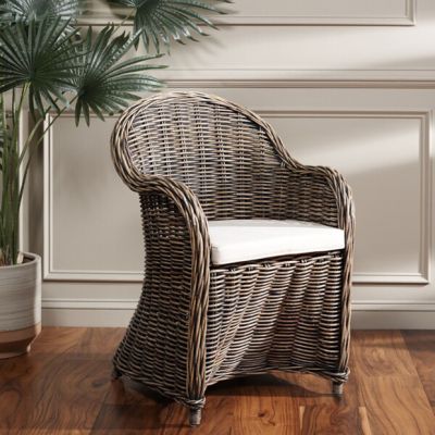 Cushioned Rattan Club Chair
