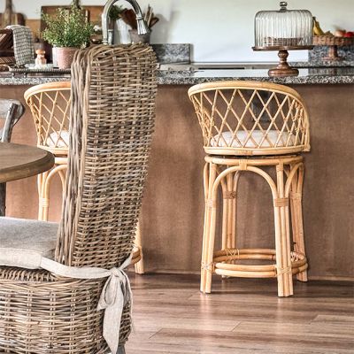Cushioned Rattan Counter Stool