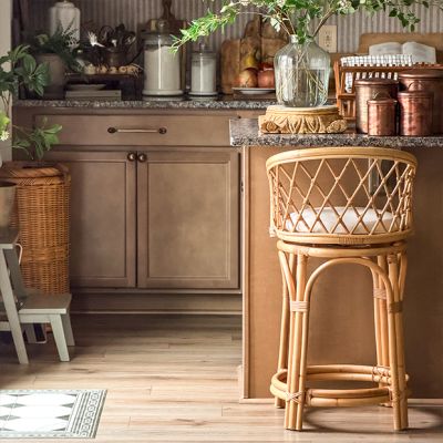 Cushioned Rattan Counter Stool