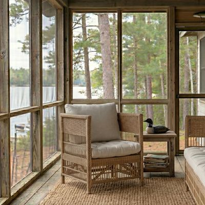 Cushioned Rattan Vineyard Chair