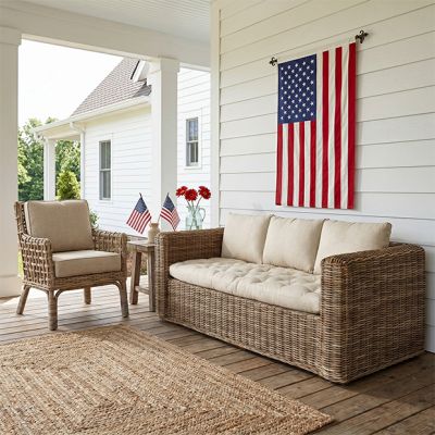 Cushioned Rustic Rattan Sofa
