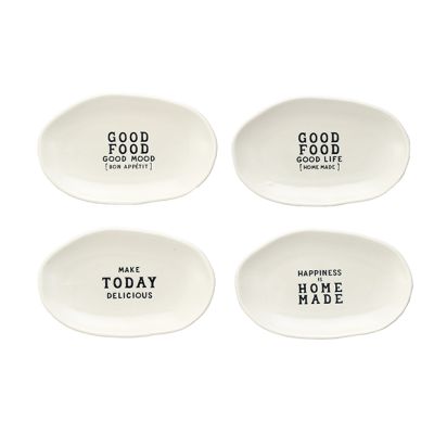 Cute Sayings Stoneware Appetizer Plate Set of 4