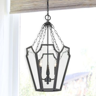 Dark Metal and Glass 3 Light Chandelier