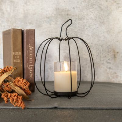 Dark Metal Pumpkin Candle Holder