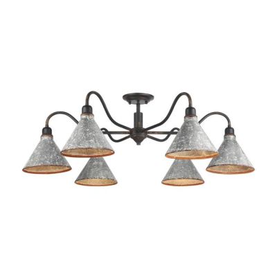 Rustic Homestead Chandelier In Antique Black With Galvanized Steel Shade