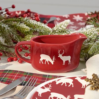 Debossed White Deer Gravy Boat