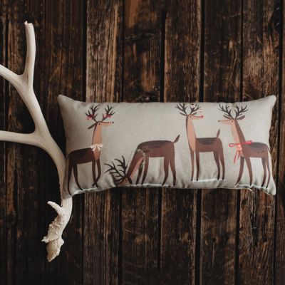 Decked Out Reindeer Christmas Lumbar Pillow