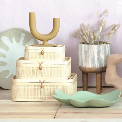 Decorative Bamboo Storage Box Set of 3