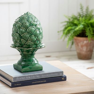 Decorative Ceramic Green Artichoke Accent 12 Inch