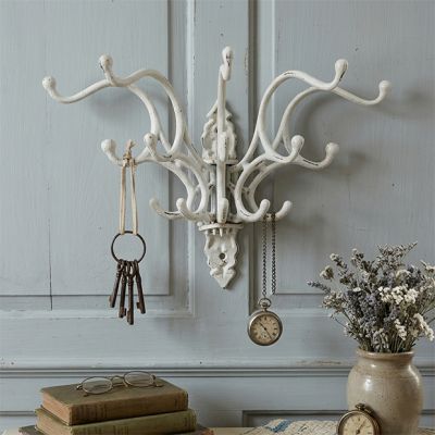 Decorative Distressed Multi Hook Wall Rack