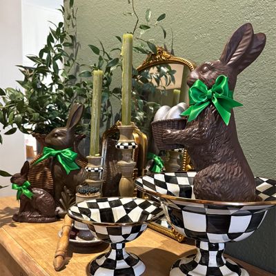 Decorative Faux Chocolate Bunny With Egg Basket