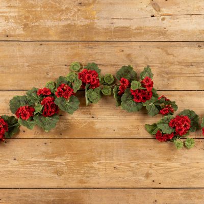 Decorative Faux Red Geraniums Garland