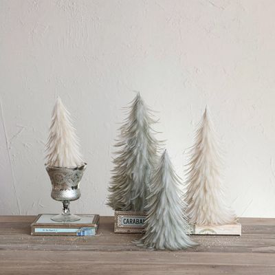 Decorative Fluffy Feather Tree Set of 2