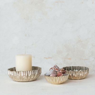 Decorative Fluted Metal Bowls Set of 3