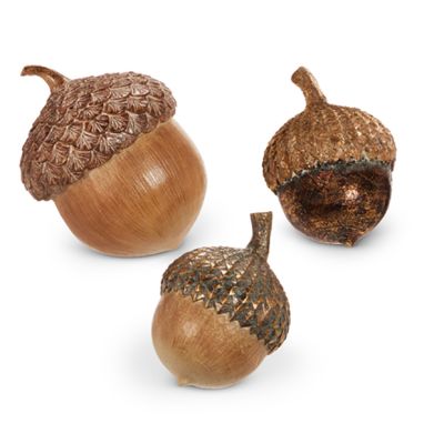 Decorative Gilded Acorn Set of 3