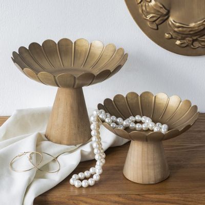 Decorative Gold Flower Pedestal Bowl One of Each